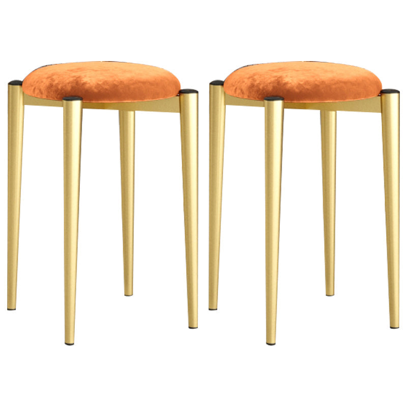 Modern Tear Resistant Pouf Circle Shape Dark Green Velvet Ottoman Orange 2 Piece Set Clearhalo 'furn' 'furn_ottomans_poufs' 'Furniture' 'Living Room Furniture' 'Ottomans & Poufs' 'ottomans_poufs' 5944686