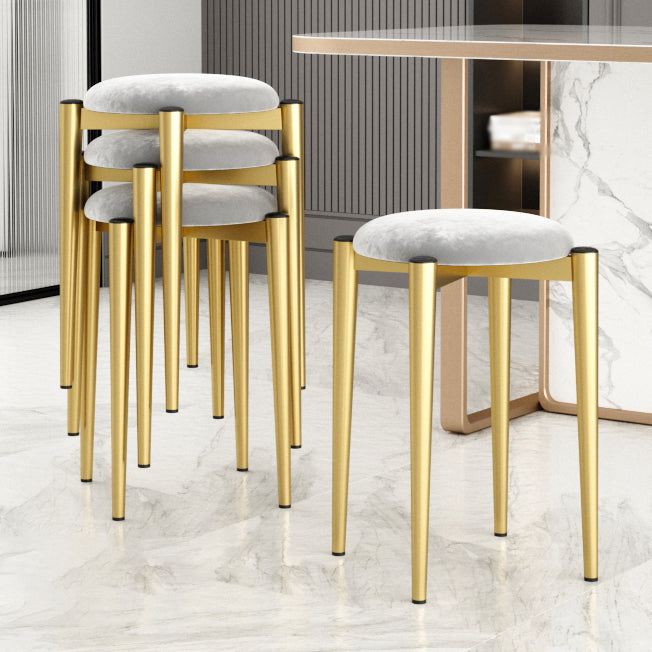 Modern Tear Resistant Pouf Circle Shape Dark Green Velvet Ottoman Grey 4 Piece Set Clearhalo 'furn' 'furn_ottomans_poufs' 'Furniture' 'Living Room Furniture' 'Ottomans & Poufs' 'ottomans_poufs' 5944690