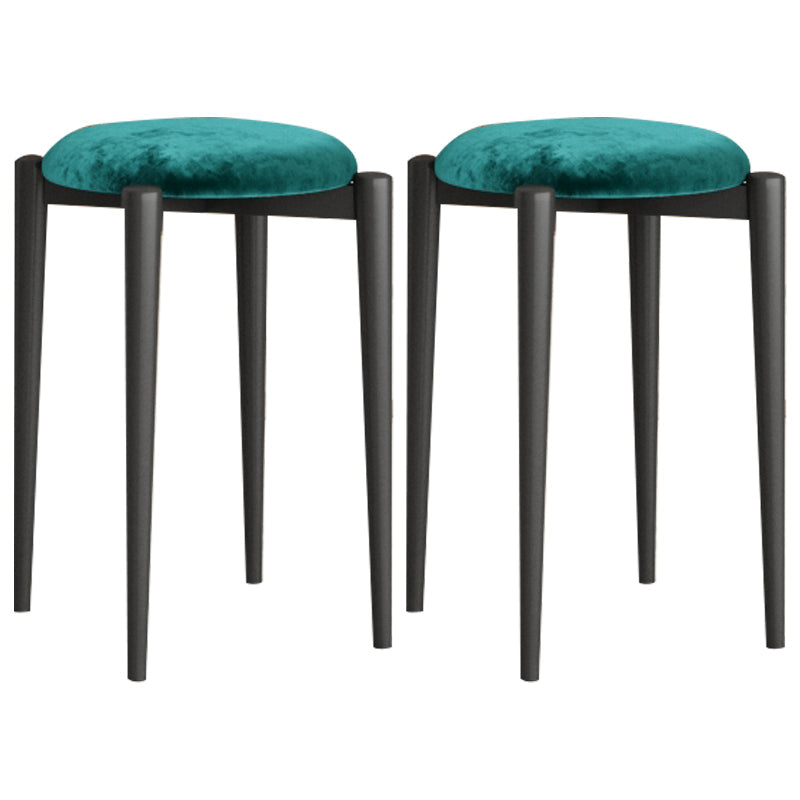 Modern Tear Resistant Pouf Circle Shape Dark Green Velvet Ottoman Army Green 2 Piece Set Clearhalo 'furn' 'furn_ottomans_poufs' 'Furniture' 'Living Room Furniture' 'Ottomans & Poufs' 'ottomans_poufs' 5944703