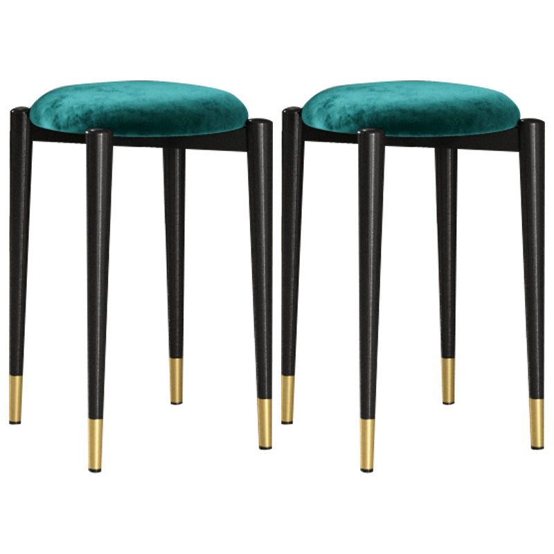 Modern Tear Resistant Pouf Circle Shape Dark Green Velvet Ottoman Dark Army Green 2 Piece Set Clearhalo 'furn' 'furn_ottomans_poufs' 'Furniture' 'Living Room Furniture' 'Ottomans & Poufs' 'ottomans_poufs' 5944706