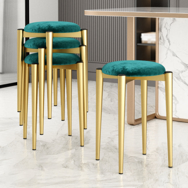 Modern Tear Resistant Pouf Circle Shape Dark Green Velvet Ottoman Green 4 Piece Set Clearhalo 'furn' 'furn_ottomans_poufs' 'Furniture' 'Living Room Furniture' 'Ottomans & Poufs' 'ottomans_poufs' 5944708