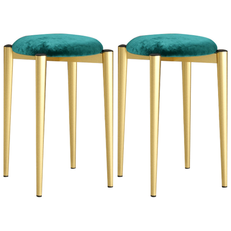 Modern Tear Resistant Pouf Circle Shape Dark Green Velvet Ottoman Green 2 Piece Set Clearhalo 'furn' 'furn_ottomans_poufs' 'Furniture' 'Living Room Furniture' 'Ottomans & Poufs' 'ottomans_poufs' 5944709