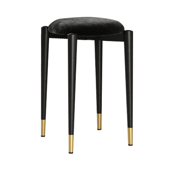 Modern Tear Resistant Pouf Circle Shape Dark Green Velvet Ottoman Gloss Black 1 Piece Clearhalo 'furn' 'furn_ottomans_poufs' 'Furniture' 'Living Room Furniture' 'Ottomans & Poufs' 'ottomans_poufs' 5944713