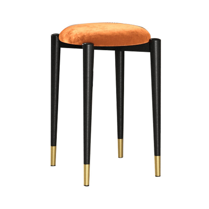 Modern Tear Resistant Pouf Circle Shape Dark Green Velvet Ottoman Orange 1 Piece Clearhalo 'furn' 'furn_ottomans_poufs' 'Furniture' 'Living Room Furniture' 'Ottomans & Poufs' 'ottomans_poufs' 5944716