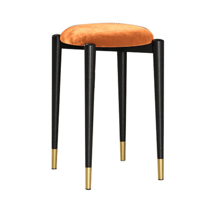 Modern Tear Resistant Pouf Circle Shape Dark Green Velvet Ottoman Orange 1 Piece Clearhalo 'furn' 'furn_ottomans_poufs' 'Furniture' 'Living Room Furniture' 'Ottomans & Poufs' 'ottomans_poufs' 5944716