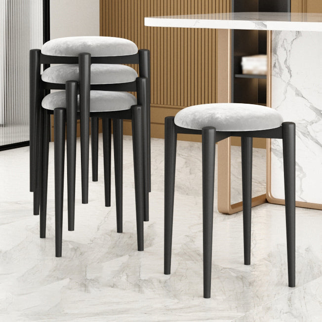 Modern Tear Resistant Pouf Circle Shape Dark Green Velvet Ottoman Heather Gray 4 Piece Set Clearhalo 'furn' 'furn_ottomans_poufs' 'Furniture' 'Living Room Furniture' 'Ottomans & Poufs' 'ottomans_poufs' 5944717