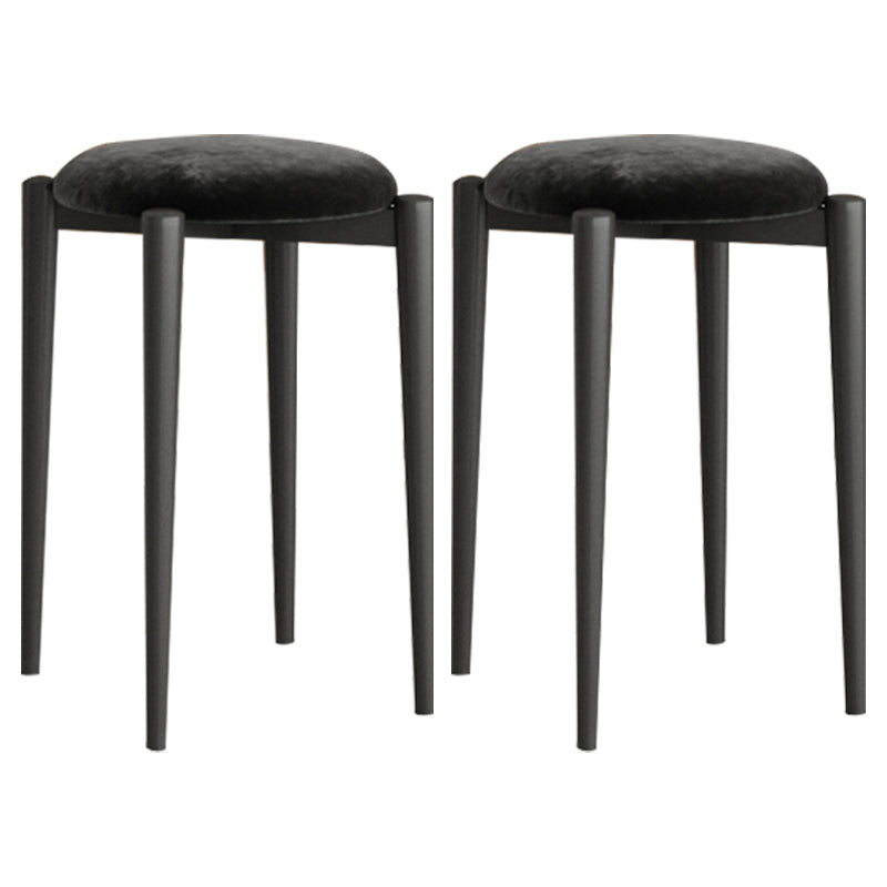 Modern Tear Resistant Pouf Circle Shape Dark Green Velvet Ottoman Matte Black 2 Piece Set Clearhalo 'furn' 'furn_ottomans_poufs' 'Furniture' 'Living Room Furniture' 'Ottomans & Poufs' 'ottomans_poufs' 5944721