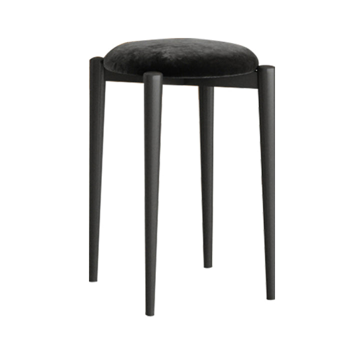 Modern Tear Resistant Pouf Circle Shape Dark Green Velvet Ottoman Matte Black 1 Piece Clearhalo 'furn' 'furn_ottomans_poufs' 'Furniture' 'Living Room Furniture' 'Ottomans & Poufs' 'ottomans_poufs' 5944722