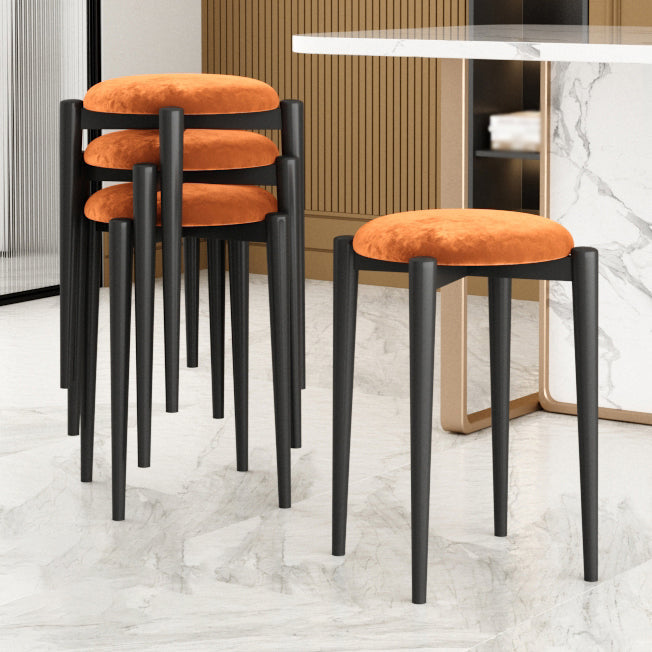 Modern Tear Resistant Pouf Circle Shape Dark Green Velvet Ottoman Dark Orange 4 Piece Set Clearhalo 'furn' 'furn_ottomans_poufs' 'Furniture' 'Living Room Furniture' 'Ottomans & Poufs' 'ottomans_poufs' 5944723