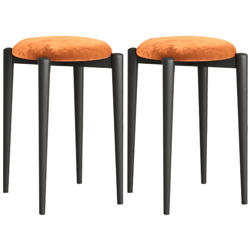 Modern Tear Resistant Pouf Circle Shape Dark Green Velvet Ottoman Dark Orange 2 Piece Set Clearhalo 'furn' 'furn_ottomans_poufs' 'Furniture' 'Living Room Furniture' 'Ottomans & Poufs' 'ottomans_poufs' 5944724