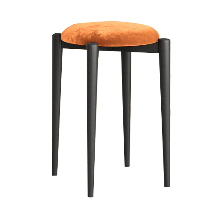 Modern Tear Resistant Pouf Circle Shape Dark Green Velvet Ottoman Dark Orange 1 Piece Clearhalo 'furn' 'furn_ottomans_poufs' 'Furniture' 'Living Room Furniture' 'Ottomans & Poufs' 'ottomans_poufs' 5944725