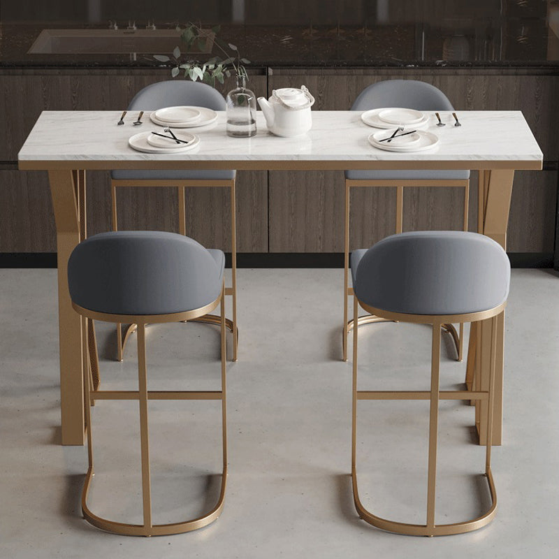 Glam 1/2/5 Pieces Bar Table Set Rectangle Bar Table with Metal High Stools Clearhalo 'Bar Furniture' 'furn' 'furn_home_bar_bar_sets' 'Furniture' 'Home Bars & Bar Sets' 'home_bar_bar_sets' 'Kitchen & Dining Furniture' 5944742