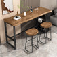Juego de mesa de pub rectangular industrial, mesa de mostrador de madera de 1/3 piezas con taburetes sin respaldo