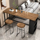 Juego de mesa de pub rectangular industrial, mesa de mostrador de madera de 1/3 piezas con taburetes sin respaldo