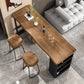 Juego de mesa de pub rectangular industrial, mesa de mostrador de madera de 1/3 piezas con taburetes sin respaldo
