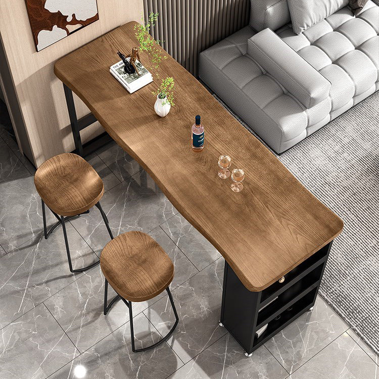 Juego de mesa de pub rectangular industrial, mesa de mostrador de madera de 1/3 piezas con taburetes sin respaldo