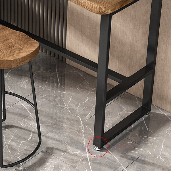 Juego de mesa de pub rectangular industrial, mesa de mostrador de madera de 1/3 piezas con taburetes sin respaldo