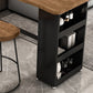 Juego de mesa de pub rectangular industrial, mesa de mostrador de madera de 1/3 piezas con taburetes sin respaldo