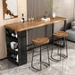 Juego de mesa de pub rectangular industrial, mesa de mostrador de madera de 1/3 piezas con taburetes sin respaldo