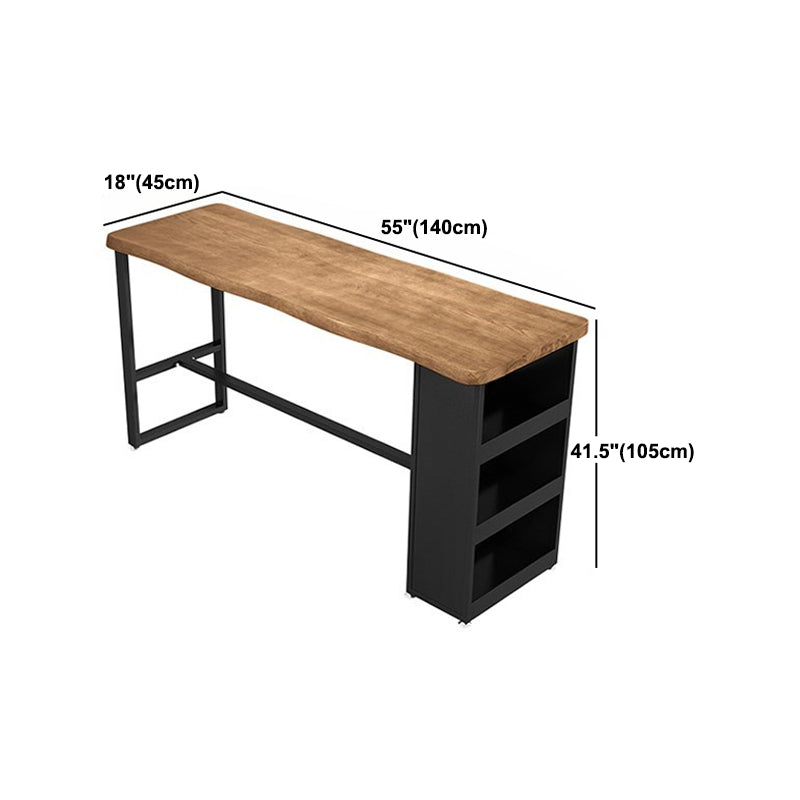 Juego de mesa de pub rectangular industrial, mesa de mostrador de madera de 1/3 piezas con taburetes sin respaldo