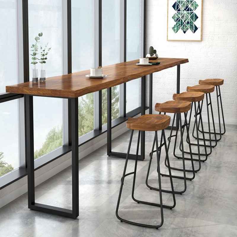 Moderne 1/5-delige bartafelset rechthoekig grenenhouten aanrechttafel met krukken voor balkon