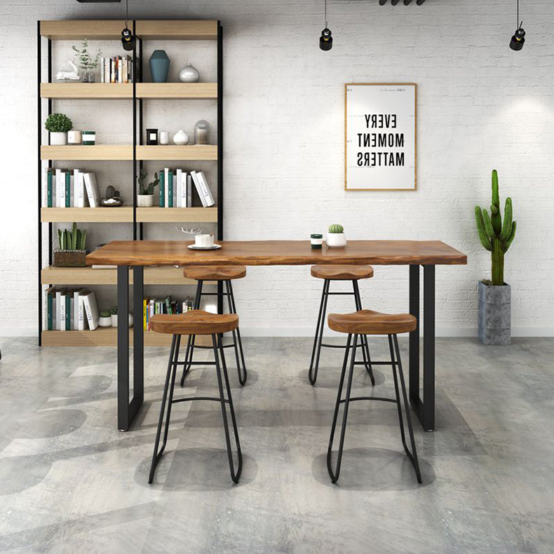 Moderne 1/5-delige bartafelset rechthoekig grenenhouten aanrechttafel met krukken voor balkon