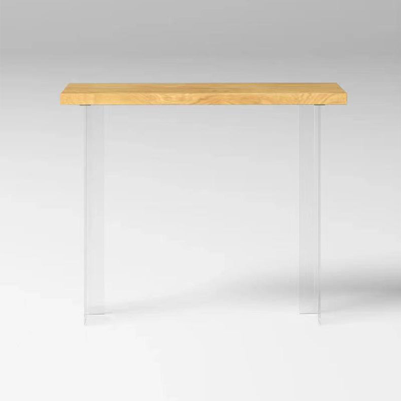 Modernes rechteckiges Kneipentisch-Set, 1/3 Bild, Tresentisch aus Holz mit rückenfreiem Hocker