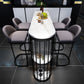 Glam Indoor Counter Height Set Stone and Metal 1/2/5 Pieces Storage Pub Dining Set 5 Pieces: Black Table, 4 Black Stools Clearhalo 'Bar Furniture' 'furn' 'furn_home_bar_bar_sets' 'Furniture' 'Home Bars & Bar Sets' 'home_bar_bar_sets' 'Kitchen & Dining Furniture' 5944894