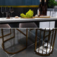 Glam Indoor Counter Height Set Stone and Metal 1/2/5 Pieces Storage Pub Dining Set Clearhalo 'Bar Furniture' 'furn' 'furn_home_bar_bar_sets' 'Furniture' 'Home Bars & Bar Sets' 'home_bar_bar_sets' 'Kitchen & Dining Furniture' 5944901