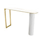 Glam White Bar Pub Table Set 1/5 Pcs Metal Base Bar Table and Stools White-Gold 71"L x 16"W Clearhalo 'Bar Furniture' 'furn' 'furn_home_bar_bar_sets' 'Furniture' 'Home Bars & Bar Sets' 'home_bar_bar_sets' 'Kitchen & Dining Furniture' 5944978
