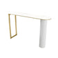 Glam White Bar Pub Table Set 1/5 Pcs Metal Base Bar Table and Stools White 71"L x 16"W Clearhalo 'Bar Furniture' 'furn' 'furn_home_bar_bar_sets' 'Furniture' 'Home Bars & Bar Sets' 'home_bar_bar_sets' 'Kitchen & Dining Furniture' 5944984