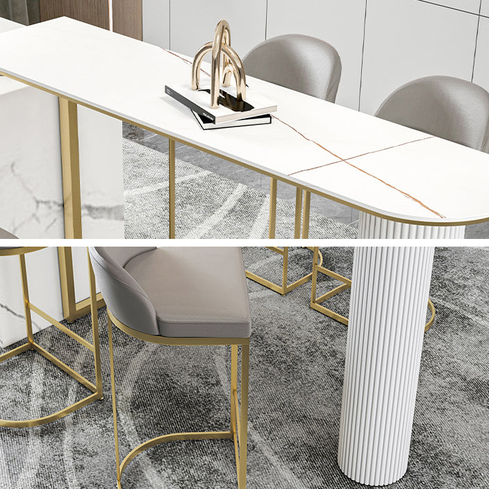 Glam White Bar Pub Table Set 1/5 Pcs Metal Base Bar Table and Stools Clearhalo 'Bar Furniture' 'furn' 'furn_home_bar_bar_sets' 'Furniture' 'Home Bars & Bar Sets' 'home_bar_bar_sets' 'Kitchen & Dining Furniture' 5944985