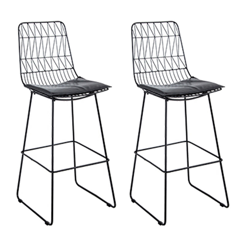 Glam Living Room Counter Set 1/2/3/4/7 Pieces Rectangle Trestle Bar Pub Table Set Bright-Black 30"H Stools (Set of 2) Clearhalo 'Bar Furniture' 'furn' 'furn_home_bar_bar_sets' 'Furniture' 'Home Bars & Bar Sets' 'home_bar_bar_sets' 'Kitchen & Dining Furniture' 5944997