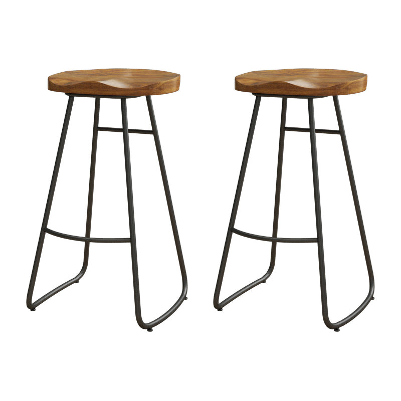1/2/3 Pieces Industrial Rectangle Pub Table Set Wooden Counter Table with Backless Stools Black 30"H Stools (Set of 2) Clearhalo 'Bar Furniture' 'furn' 'furn_home_bar_bar_sets' 'Furniture' 'Home Bars & Bar Sets' 'home_bar_bar_sets' 'Kitchen & Dining Furniture' 5945015