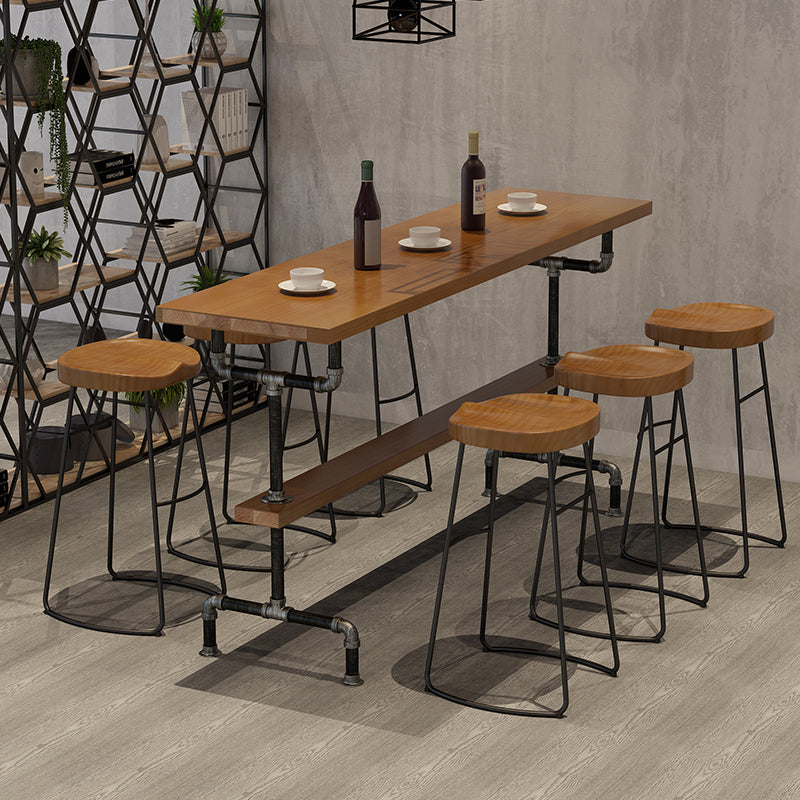 Modern Solid Wood Counter Height Set 1/2/4/7 Pieces Indoor Natural Counter Set 7 Pieces: Table, 7 Wood Stools Clearhalo 'Bar Furniture' 'furn' 'furn_home_bar_bar_sets' 'Furniture' 'Home Bars & Bar Sets' 'home_bar_bar_sets' 'Kitchen & Dining Furniture' 5945037