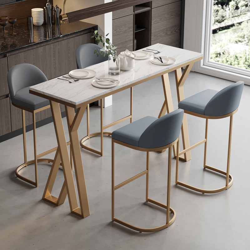 Glam Bar Table Set 1/2/5 Pieces Rectangle Bar Table with Metal High Stools for Kitchen 5 Pieces: Table, 4 Stools Clearhalo 'Bar Furniture' 'furn' 'furn_home_bar_bar_sets' 'Furniture' 'Home Bars & Bar Sets' 'home_bar_bar_sets' 'Kitchen & Dining Furniture' 5945083