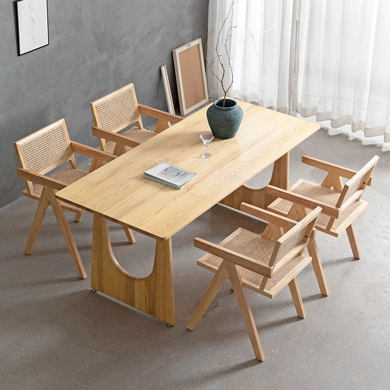 Industrial 1/2/4/5/6 Pieces Rectangle Dining Solid Wood Dining Room Table with Chairs 5 Pieces: Table, 4 Chairs Clearhalo 'Dining Room Sets' 'Dining Tables & Seating' 'dining_room_set' 'furn' 'furn_dining_room_set' 'Furniture' 'Kitchen & Dining Furniture' 5945142