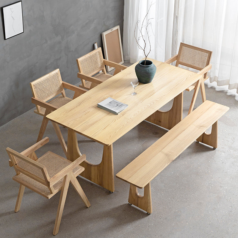Industrial 1/2/4/5/6 Pieces Rectangle Dining Solid Wood Dining Room Table with Chairs 6 Pieces: Table, 4 Chairs, 1 Bench Clearhalo 'Dining Room Sets' 'Dining Tables & Seating' 'dining_room_set' 'furn' 'furn_dining_room_set' 'Furniture' 'Kitchen & Dining Furniture' 5945145