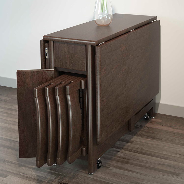 Modern Dining Set 1/2 Pcs Solid Wood Dining Table with Drop Leaf Clearhalo 'Dining Room Sets' 'Dining Tables & Seating' 'dining_room_set' 'furn' 'furn_dining_room_set' 'Furniture' 'Kitchen & Dining Furniture' 5945178