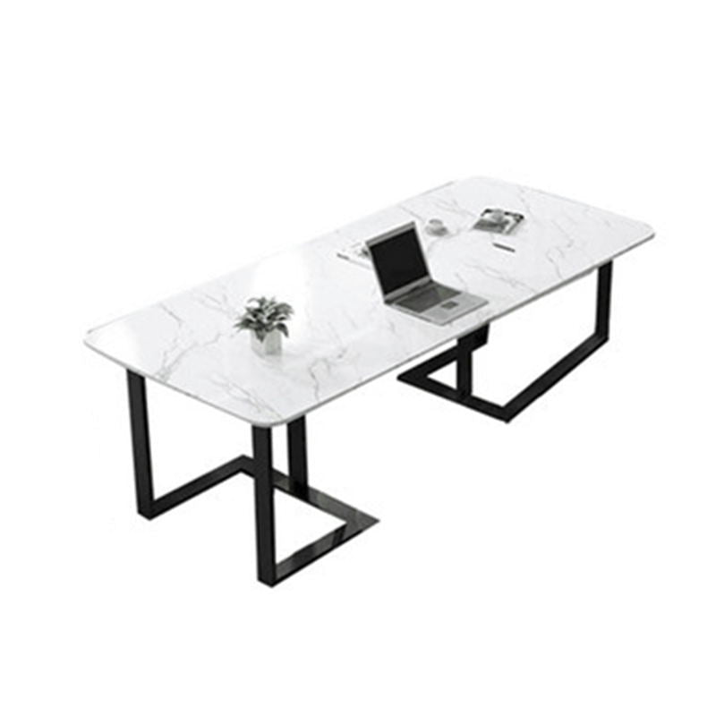 Contemporary Style Rectangle Table Set 1/2/7 Pieces Dining Set for Home Light White 94.4"L x 35.4"W Clearhalo 'Dining Room Sets' 'Dining Tables & Seating' 'dining_room_set' 'furn' 'furn_dining_room_set' 'Furniture' 'Kitchen & Dining Furniture' 5945195