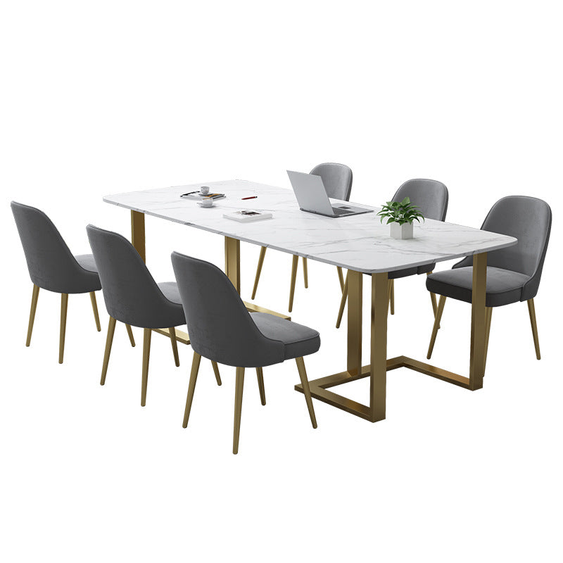 Contemporary Style Rectangle Table Set 1/2/7 Pieces Dining Set for Home Clearhalo 'Dining Room Sets' 'Dining Tables & Seating' 'dining_room_set' 'furn' 'furn_dining_room_set' 'Furniture' 'Kitchen & Dining Furniture' 5945199