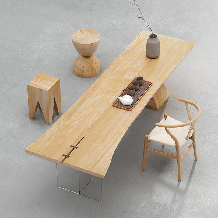 Pièces de 1/2 pièces modernes Ensemble de restauration Rectangle Table de salle à manger en bois massif avec chaises