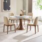 Modern Rotatable Round Table Set 1/4/5/7 Pieces Sintered Stone Top Wooden Round Table Set