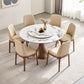Modern Rotatable Round Table Set 1/4/5/7 Pieces Sintered Stone Top Wooden Round Table Set