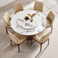 Modern Rotatable Round Table Set 1/4/5/7 Pieces Sintered Stone Top Wooden Round Table Set