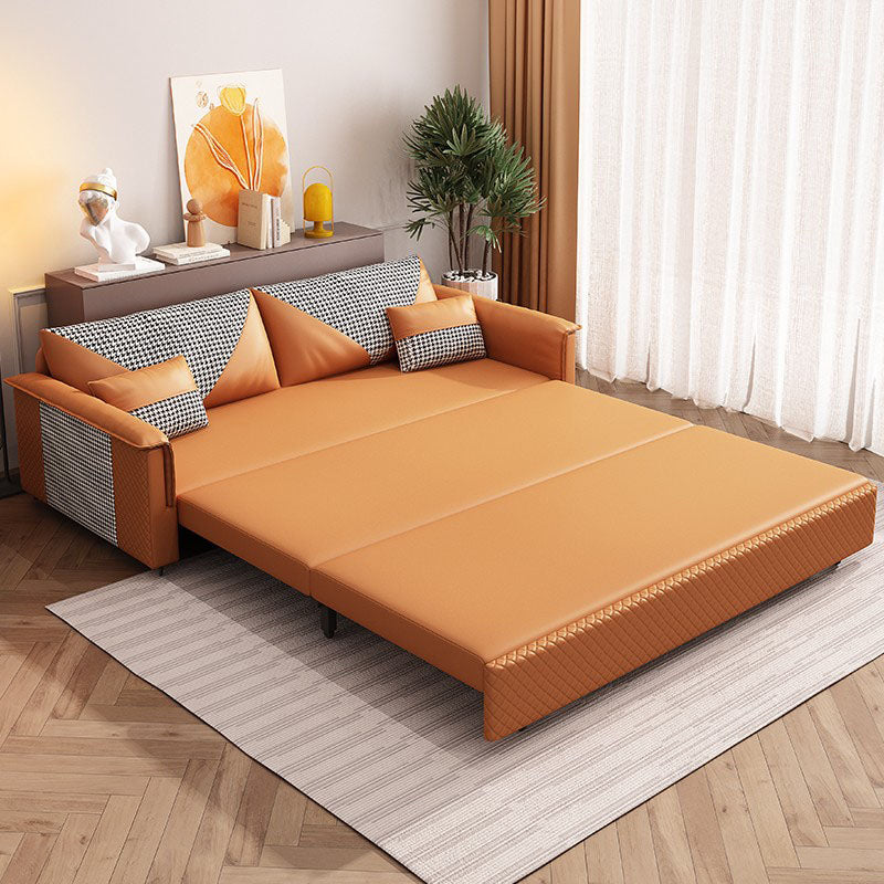 Modern Pillow Top Arm Sofa Bed Faux Leather Sofa with Storage Clearhalo 'furn' 'furn_sofas' 'Furniture' 'Living Room Furniture' 'Sofa' 'sofas' 5945441