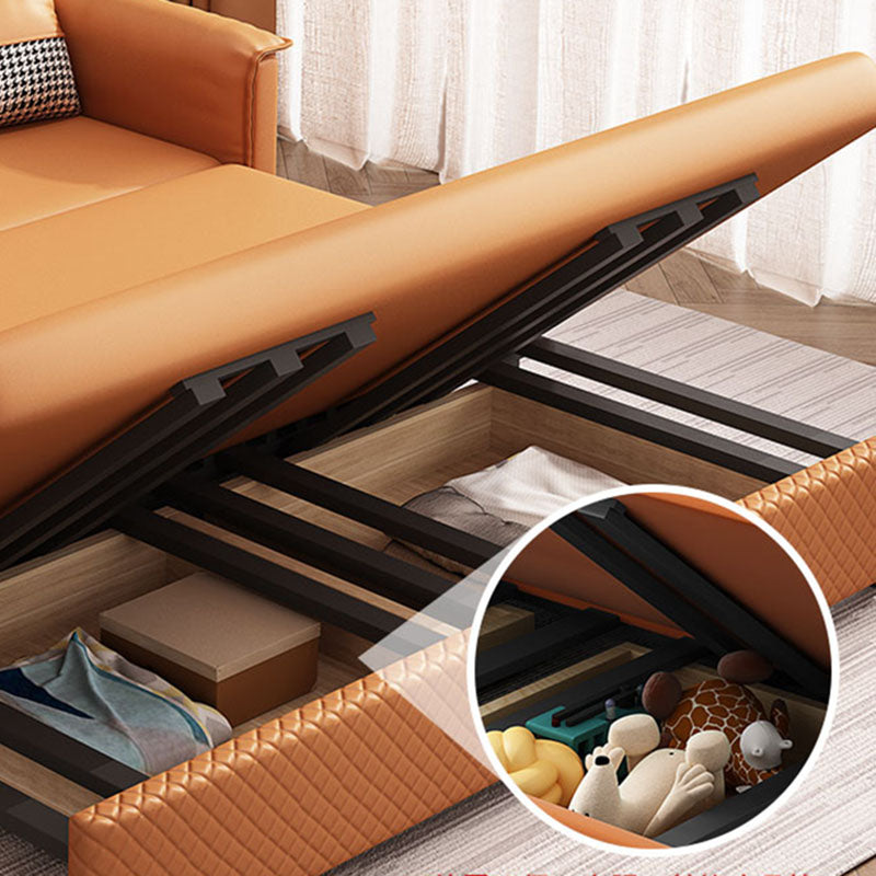 Modern Pillow Top Arm Sofa Bed Faux Leather Sofa with Storage Clearhalo 'furn' 'furn_sofas' 'Furniture' 'Living Room Furniture' 'Sofa' 'sofas' 5945445