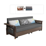 Stoffsofa Bett mit 3 Kissen Massivholzsofa im Walnuss -Finish