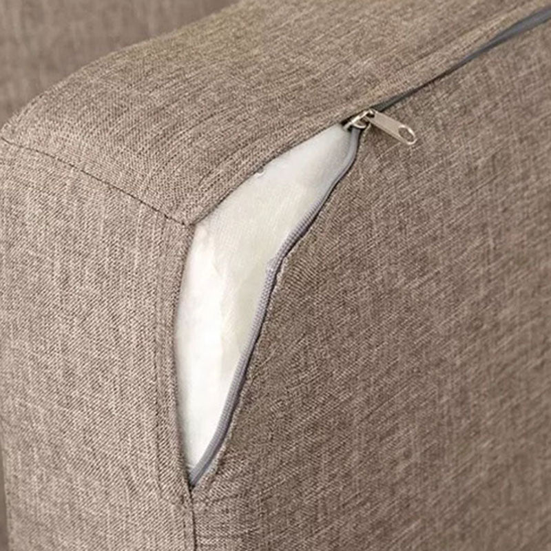 Stoffen slaapbank met 3 kussens vaste houten bank in walnootafwerking