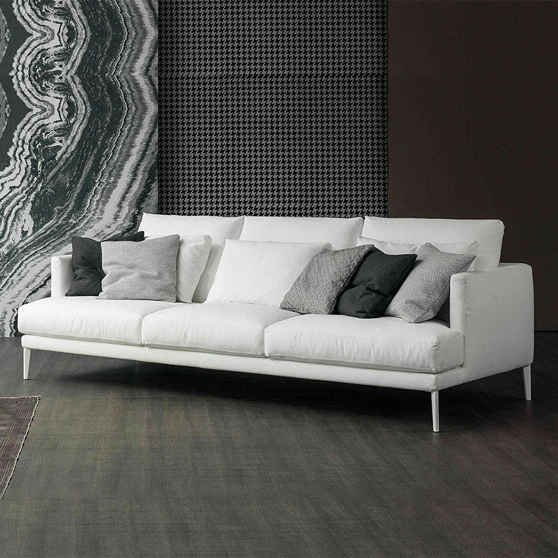 Fabric Recessed Arm Sofa with Pillows,35.43 Inch Deep for Living Room